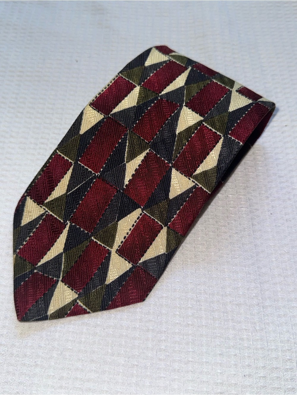 Vintage Gianfranco Ruffini Italy Silk Geometric Tie